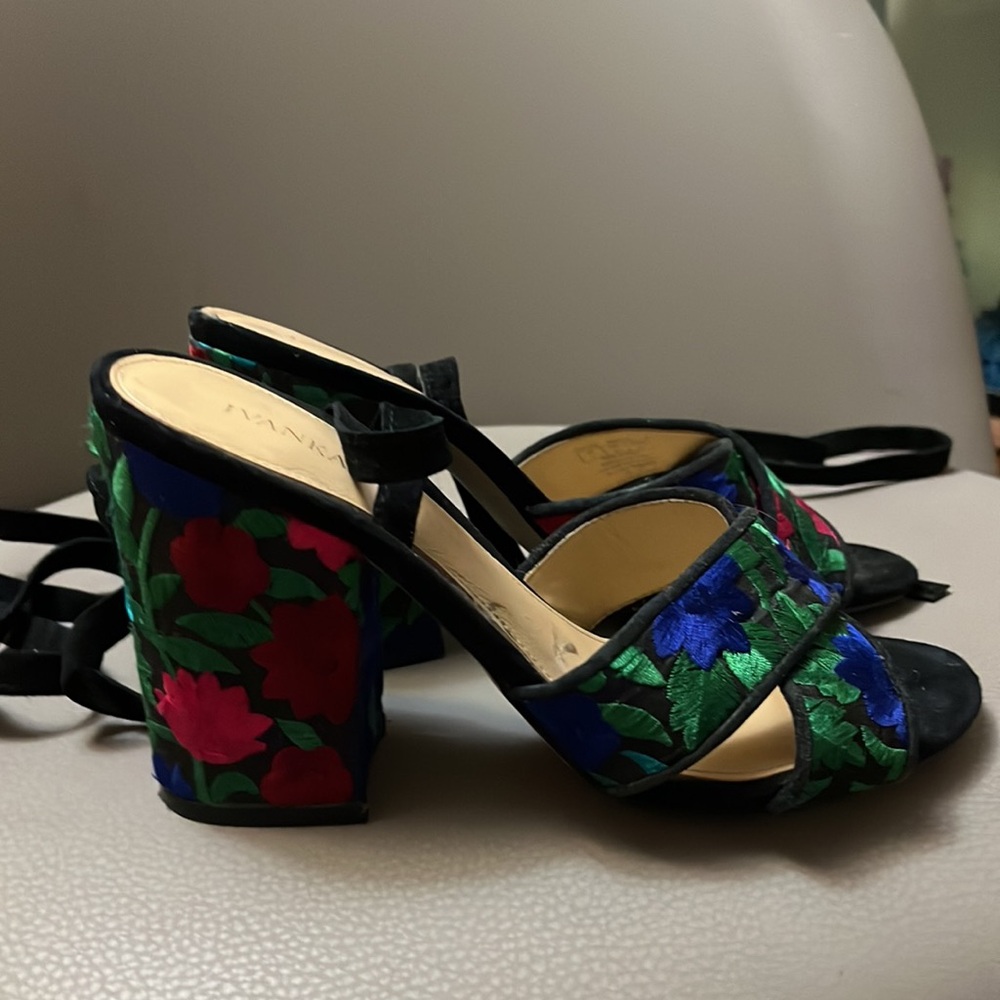 Floral Black Heels